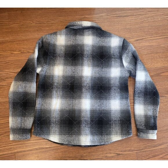 YoungLA Jacket Mens‎ Small Black White Plaid Flannel Shacket Snaps Quilted NWT - Picture 10 of 13